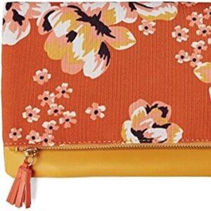 NEW Rachel Pally "Zahara" Faux Leather Floral Print Zipper Fold Clutch Bag